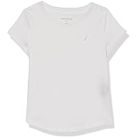 Nautica Girls' Short Sleeve V-Neck T-Shirt, Solid Cotton Blend Tee with Tagless Interior