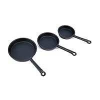 3pcs Doll House Miniature Metal Frying Pans Cooking Pot Cookware Kitchen Accessory(Black) Doll House Accessories