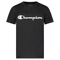 Champion Boys Short Sleeve Logo Tee Shirt, Black, S