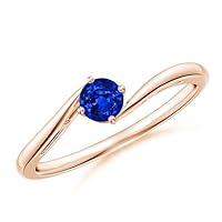 Blue Sapphire Solitaire Ring 925 Sterling Silver 18k Rose Gold plated September Birthstone Gemstone Jewelry Wedding Engagement Women Birthday Gift