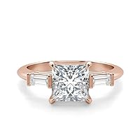 10K Solid Rose Gold Handmade Engagement Ring 2.50 CT Princess Cut Moissanite Diamond Solitaire Wedding/Bridal Ring for Women/Her, Wedding Gift for Wife