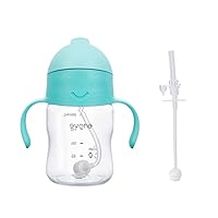 Evorie Tritan Weighted Straw Sippy Cup with Handles for Baby and Toddlers 6 months, incl 1 replacement straw pack (Mint)