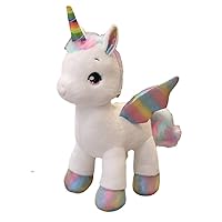 Nice Huggable Cute Unicorn Dream Rainbow Plush Toy Pink Horse Sweet Girl Home Decor Sleeping Pillow Gift for Kids (White,40cm/15inch)