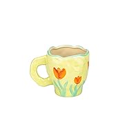 Cups Ceramic Coffee Cup Home Office Mug with Sauce Hand Painted Flowers Breakfast Milk Juice Bowl Creative Afternoon Tea Utensils Coffee Service