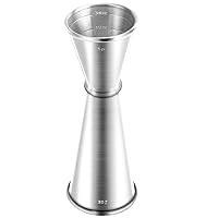 Jigger for Bartending, Briout Double Cocktail Jigger Japanese Premium 304 Food Grade Stainless Steel Jigger 2 OZ 1 OZ with Measurements Inside, Silver