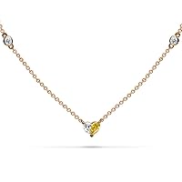 18K Rose Gold Heart Diamond By The Yard Necklace With 0.70 TCW Natural Diamond (Heart Shape, Multi-colored, VS-SI2 Clarity) Dainty Necklace, Necklaces For Women, Fine Jewelry For Women, Gift For Her