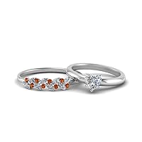 Choose Your Gemstone Unique Diamond CZ Bridal Ring Set sterling silver Heart Shape Wedding Ring Sets Ornaments Surprise for Wife Symbol of Love Clarity Comfortable US Size 4 to 12
