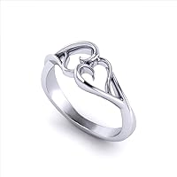 Sterling Silver 925 Interlocking Heart Promise Ring With Rhodium Plated | Ring For Women & Girls | Beautiful Design Ring The Everyday Accessory.