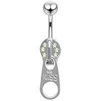 Dangling Zipper Sterling Silver 316L Surgical Steel Banana Belly Ring