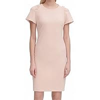 Calvin Klein Womens Puff Shoulder Sheath Dress, Pink, 4