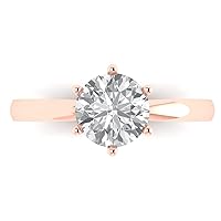 1.6 ct Brilliant Round Cut Stunning Flawless Clear Simulated Diamond Solid 18K Rose Gold Solitaire Anniversary Promise ring
