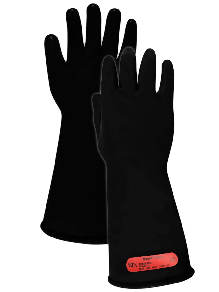 MAGID Class 0 Low-Voltage Rubber Insulating Linemen Safety Gloves, 1 Pair, 14” Long