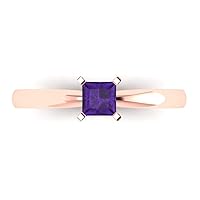 Clara Pucci 0.6 ct Princess Cut Solitaire Purple Amethyst Classic Anniversary Promise Bridal ring In Solid 18K Rose Gold for Women