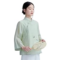 Spring Ethnic Women' Wear Chinese Style Shirt Loose Cotton Linen Hanfu Casual Female Top China Clothing