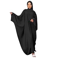 IKADEX Muslim Dress for Women Pakistani Kaftan Abaya Robe + Hijab Arabic Islamic Prayer Clothes Dubai Outfits