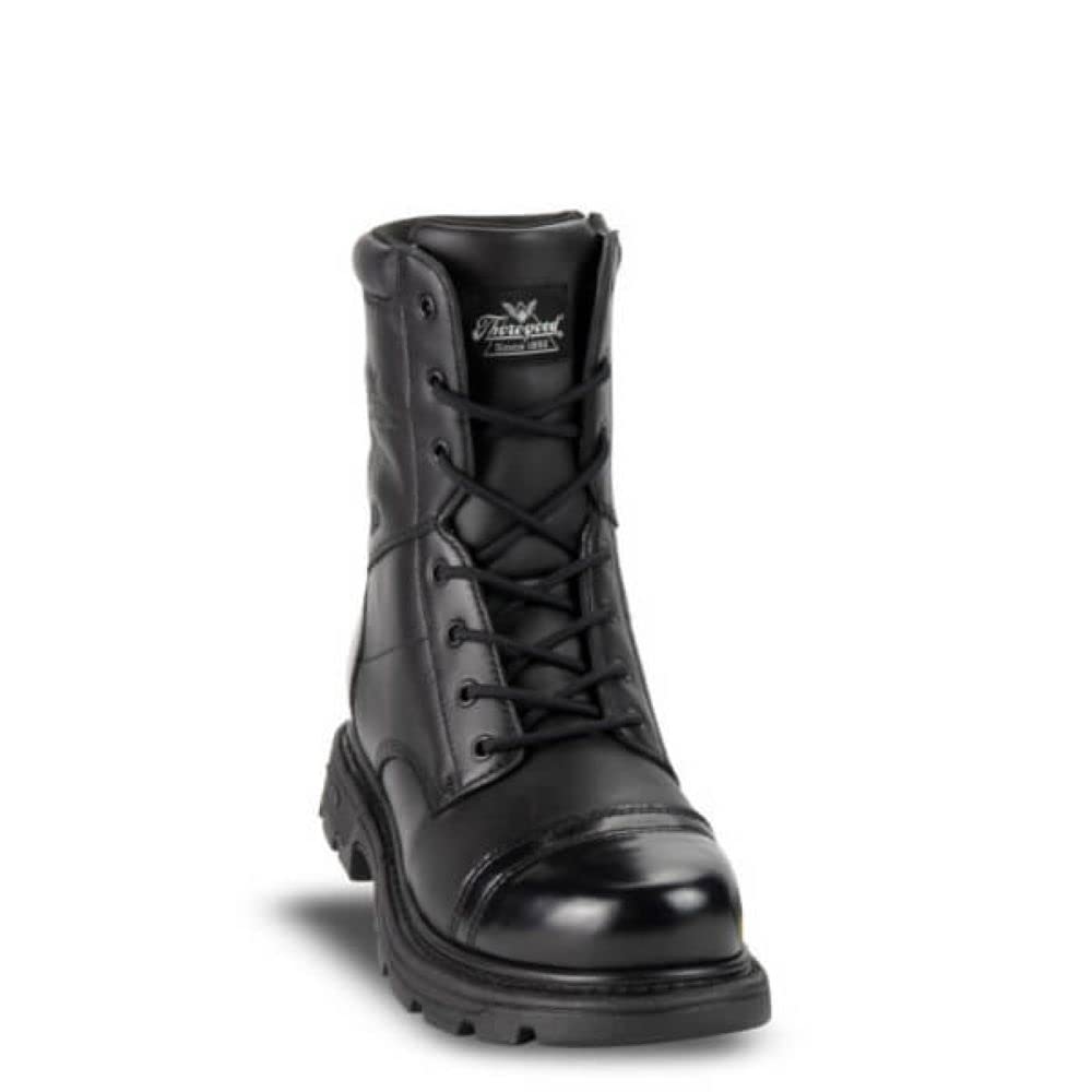 Thorogood GEN-Flex2 8” Side-Zip Black Tactical Boots for Men and Women - High-Shine Leather Heel & Toe with Goodyear Storm Welt and Slip-Resistant Outsole