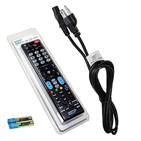 HQRP AC Power Cord and Remote Control Compatible with LG 43UF7600 447LN540 47GA6400 47LA6200 47LA6200UA 47LA6205 HDTV LCD LED Plasma TV