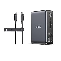 Anker USB4 Gen 2 Cable, 20 Gbps Data Transfer, 4K HD Display, 3 ft Bio-Based 240W Charging USB C to USB C Cable&Anker Docking Station, Anker 575 USB-C Docking Station (13-in-1)