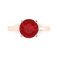 3.1 ct Brilliant Round Cut Solitaire Simulated Ruby Classic Anniversary Promise Engagement ring 18K Rose Gold for Women