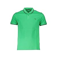 Chic Green Cotton Polo with Contrast Men's Detailing