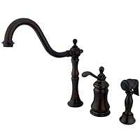 Kingston Brass KS7805TPLBS Templeton Widespread Kitchen Faucet with Brass Sprayer, Oil Rubbed Bronze, 8-Inch Center , Oil-Rubbed Bronze