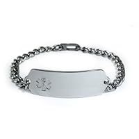 MALIGNANT HYPERTHERMIA Medical ID Alert Bracelet with Embossed emblem from stainless steel. Style: Classic wide, premium series.