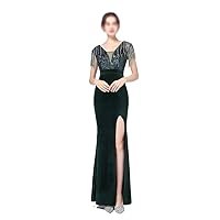 Dress Sequin Long Plus Size Women's Performance Dress, Banquet Evening Dress