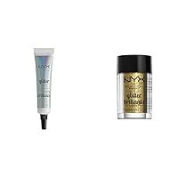 NYX PROFESSIONAL MAKEUP Glitter Primer and Gold Face & Body Glitter Bundle