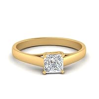 Choose Your Gemstone Cathedral Flat Band Square Diamond CZ Ring Yellow Gold Plated Princess Shape Solitaire Engagement Rings Lightweight Office Wear Everyday Jewelry US Size 4 to 12