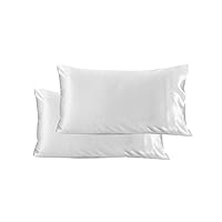 Silk Pillowcase for Hair and Skin Queen - White Silk Pillowcase 2-Pack 20x30 inches - 100% Mulberry Silk Pillow Cases Set of 2 with Envelope Closure