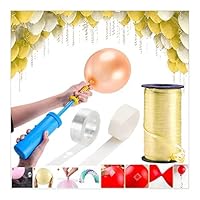 Balloon Arch Garland Decorating Strip Kit (Including 1 Roll 16.4ft Rubber Balloon Tape Strip + 100 Pieces Dot Glue + 1 Ribbon + 1 Hand Balloon Pump, Multicolour)