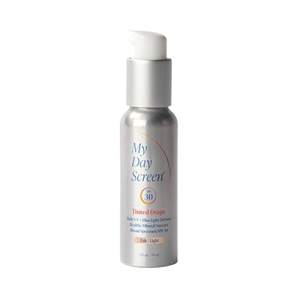 Fair to Light Tinted Drops - SPF 30 Indoor Blue Light Moisturizer Facial Mineral Sunscreen. Broad Spectrum, Vegan, Natural, and Sustainable. 2 oz