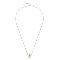 Leonardo Jewels Vineta 022158 Stainless Steel Long Silver Necklace with Cubic Zirconia Ring Pendant in Bicolour Look for Women Jewellery, Stainless Steel, No Gemstone