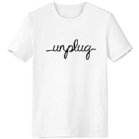 Unplug Funny Design Pattern Quote T-Shirt Workwear Pocket Short Sleeve Sport Clothing