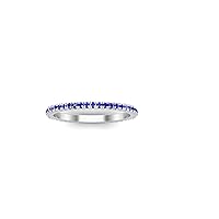 1.50 Ctw Round Cut Lab Created Blue Sapphire Full Eternity Band Engagement Anniversary Ring 14K White Gold Plated For Womens & Girls
