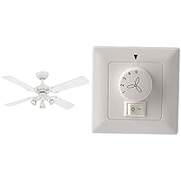 Westinghouse Lighting 72113 Princess Euro White Fan 105 cm Lighting Kit and Three Spotlights & 78801 Wall Switch for Ceiling Fans with Lighting