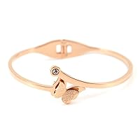 Butterfly Gold Bangle Bracelet For Women Fashion Stainless Steel Crystal Bangle Jewelry