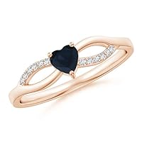 Heart Shape Blue Sapphire CZ Diamond Promise Ring 925 Sterling Silver 18k Rose Gold plated September Birthstone Gemstone Jewelry Wedding Engagement Women Birthday Gift