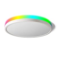 TALOYA Smart Ceiling Light Flush Mount LED WiFi,Compatible with Alexa Google Home,Dimmable Low Profile Ambient Light Fixture for Bedroom Living Room Hallway Kitchen Nursery,12 Inch,RGB