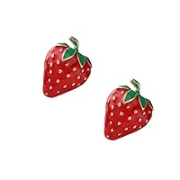 Cute Small Strawberry Stud Earrings For Women Sweet Earring Girls Fashionable Elegant Jewelry Accessories, M, Zinc, No Gemstone