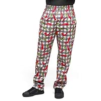 Men's Peppers Print Chef Pant (XS-3X) | Traditional Baggy Fit, 100% Cotton, Elastic Waist