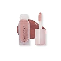 Revolution, Pout Bomb Plumping Lipgloss, High Shine, Rich Glossy Pigment, Infused with Vitamin E, Doll Nude, 0.15 Fl. Oz.