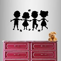 Wall Vinyl Decal Home Decor Art Sticker Cute Little Kids Holding Hands Nursery Bedroom Play Room Removable Stylish Mural Unique Design 1641