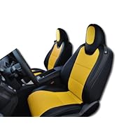 2010-2015 Chevy Camaro Black/Yellow Artificial Leather Custom fit Front seat Cover