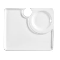 CAC China Party Plate 9-Inch by 7-3/4-Inch Super White Porcelain Rectangular Party Platter with Wine Glass Hole, Box of 24
