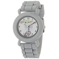 STAR WARS Kids' Plastic Time Teacher Analog Quartz Silicone Strap Watch, Grey/Grey