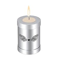 ZLXL730 1PCS Cylinder Angel Wings Ashes Stainless Steel Urn for Human Pet Memorial Candle Holder Cremation Jar Gift BFBLD (Metal Color : Silver)