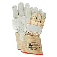 MAGID DuraMaster G25E Deluxe Shoulder Split Leather Palm Gloves, Large, Hi/Vis Orange