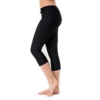 Undercover Waterwear Women’s High Waisted Swim Leggings- Athletic Capri Pants- UPF 50+ Cover Up Swim Tights