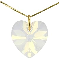 Lua Joia Birthstone Necklace - Birth Month Heart Pendant with Austrian Crystal & Gold Chain - Anti Tarnish Jewelry Gift for Daughter, Wife, Birthday, Mother’s Day, Anniversary & Valentine’s